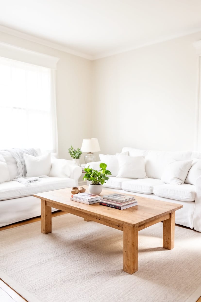 Modernes Landhaus Wohnzimmer mit weißen Sofas und viel Licht