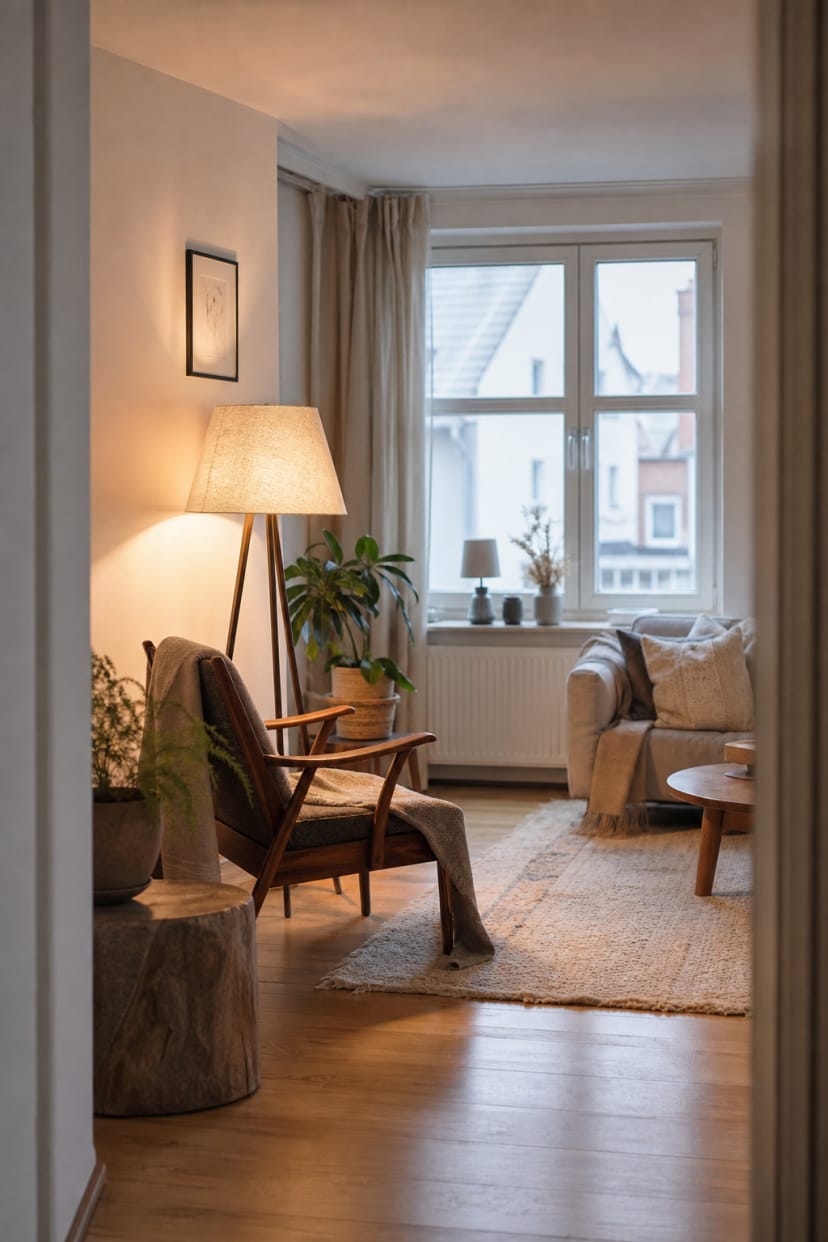 Stehlampen Lichtinseln in Leseecke