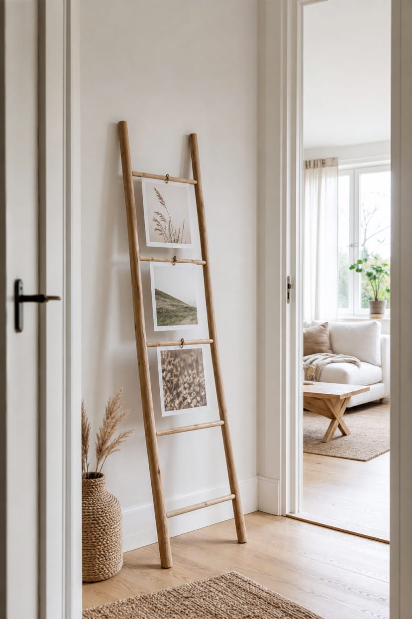 Deko-leiter mit Prints angelehnt
