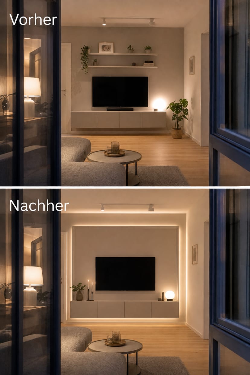TV Wand mit und ohne Rahmen Vergleich