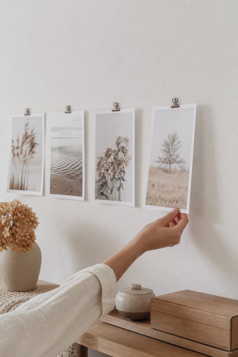 Nahaufnahme schmale Clips halten Prints