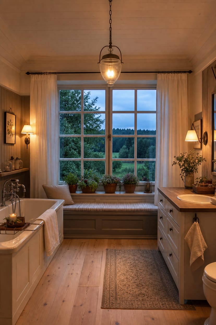 Badfenster mit Blick ins Grüne