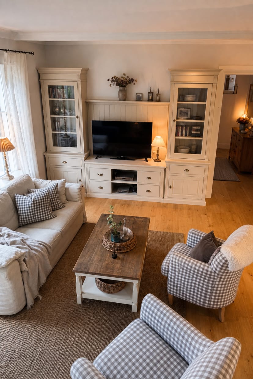 symmetrische eingebauten schränke tv-wand