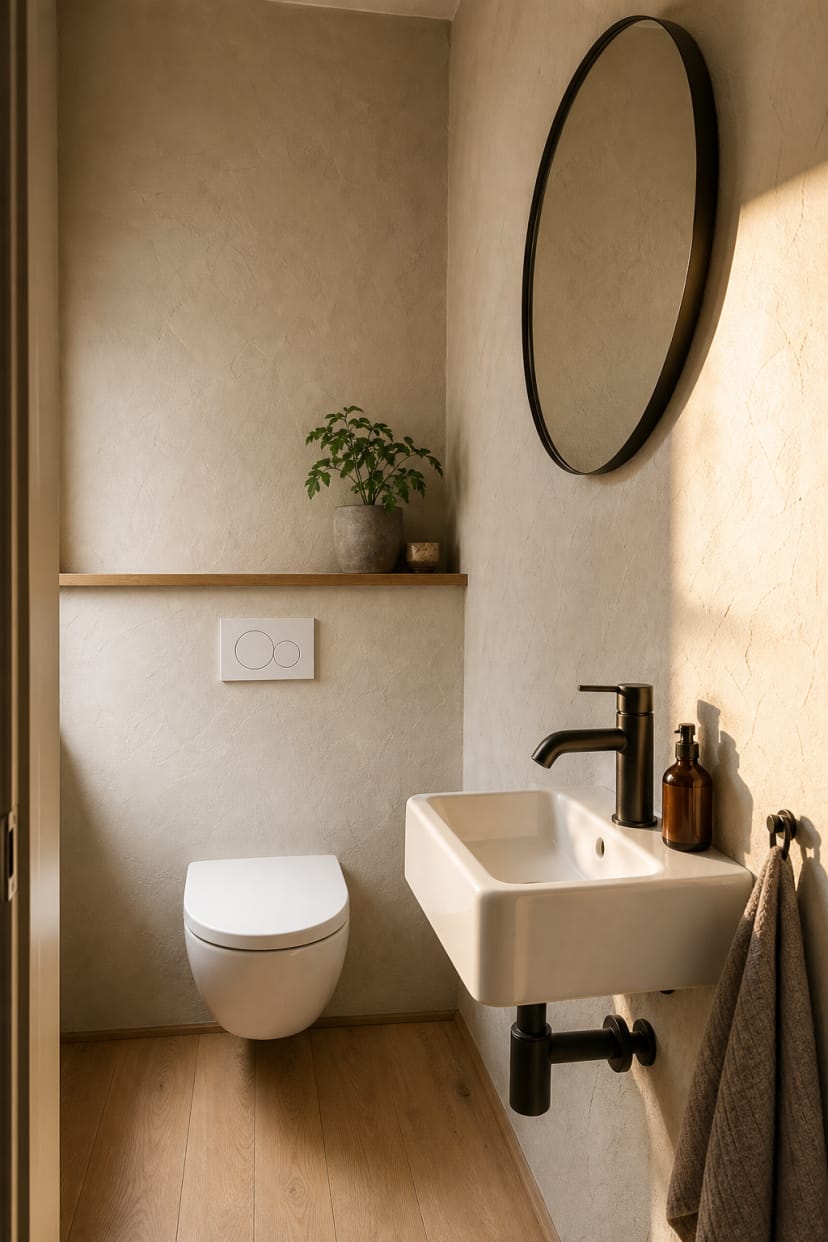 kleines wc mit mineralputz