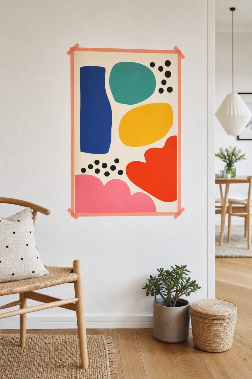 Washi tape Rahmen um farbiges Poster