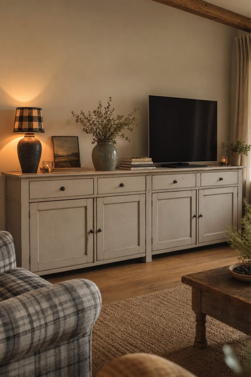 lange sideboard media wall landhausstil