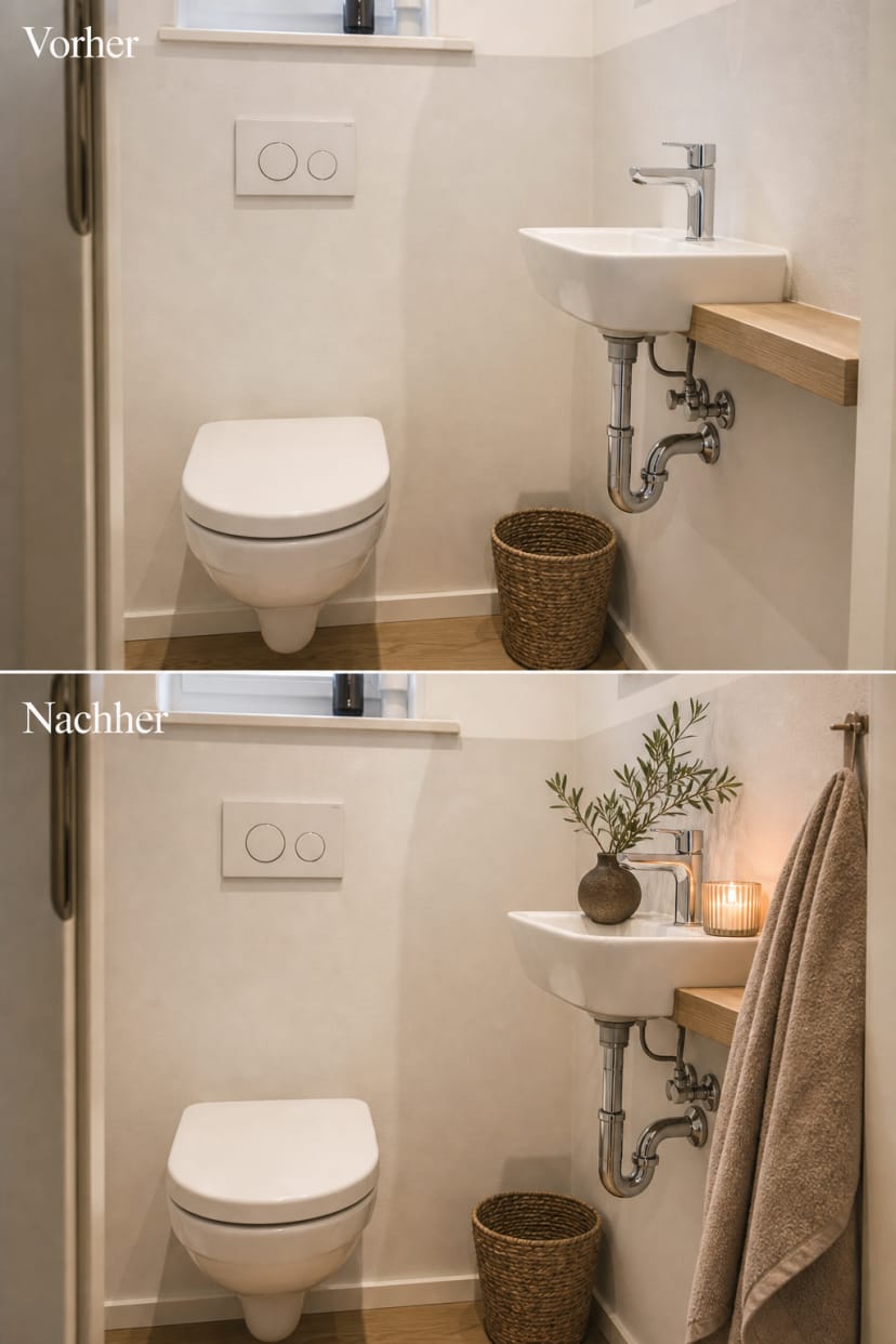 Vorher Nachher kleines Gäste WC
