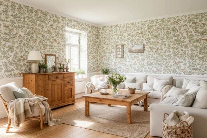 11 charmante Inspirationen für dein Wohnzimmer: Tapeten im Landhausstil neu interpretiert
