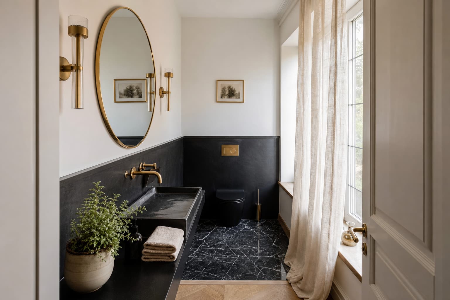 14 Gäste-WC-Ideen in Gold und Schwarz für ein stilvolles Ambiente