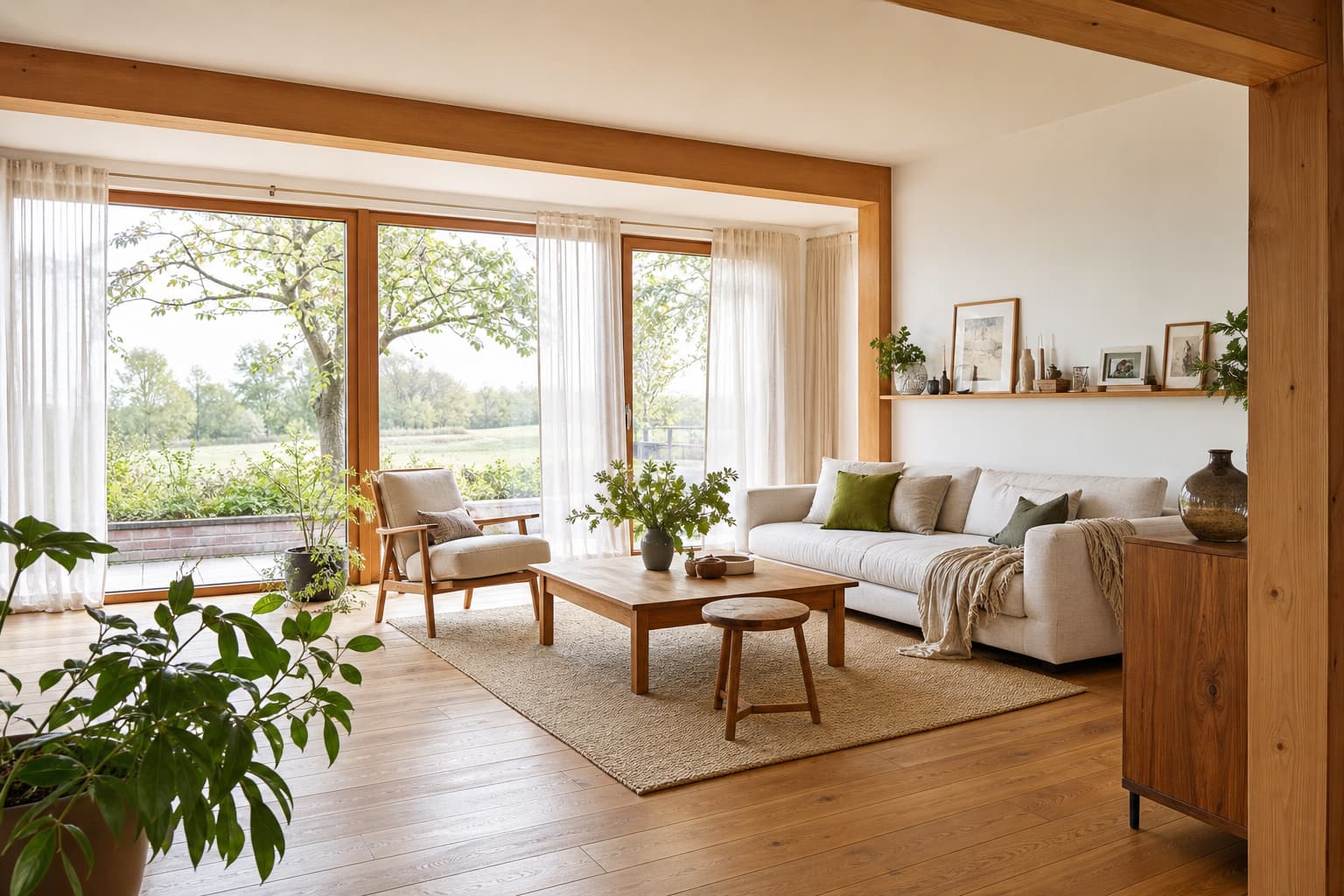 17 Gardinenideen fürs Wohnzimmer mit großen Fenstern und modernem Holz