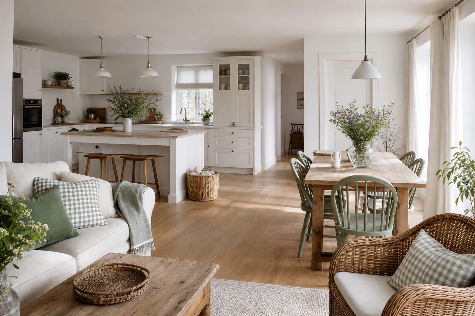 19 Ideen für offene Küche und Wohnzimmer mit Landhausstil-Charme