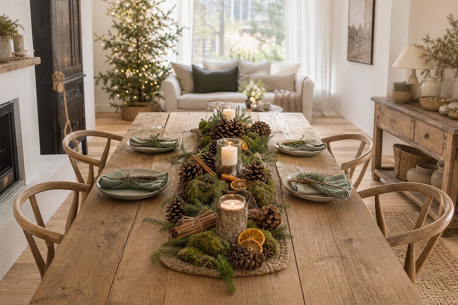 Tischdeko zu Weihnachten mit Naturmaterialien fürs Wohnzimmer: Anleitung in 13 Schritten
