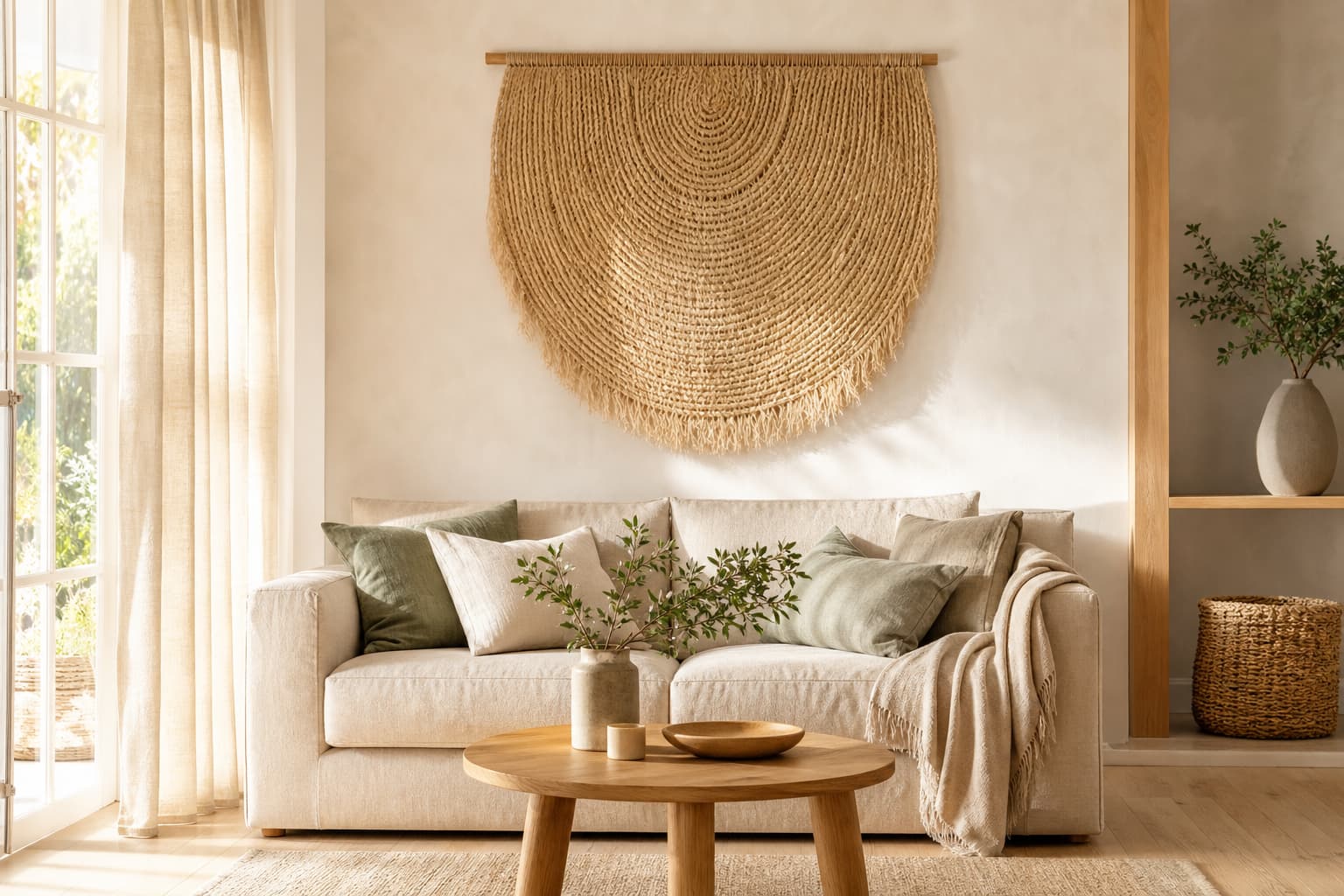 Wanddekoration aus Naturfasern