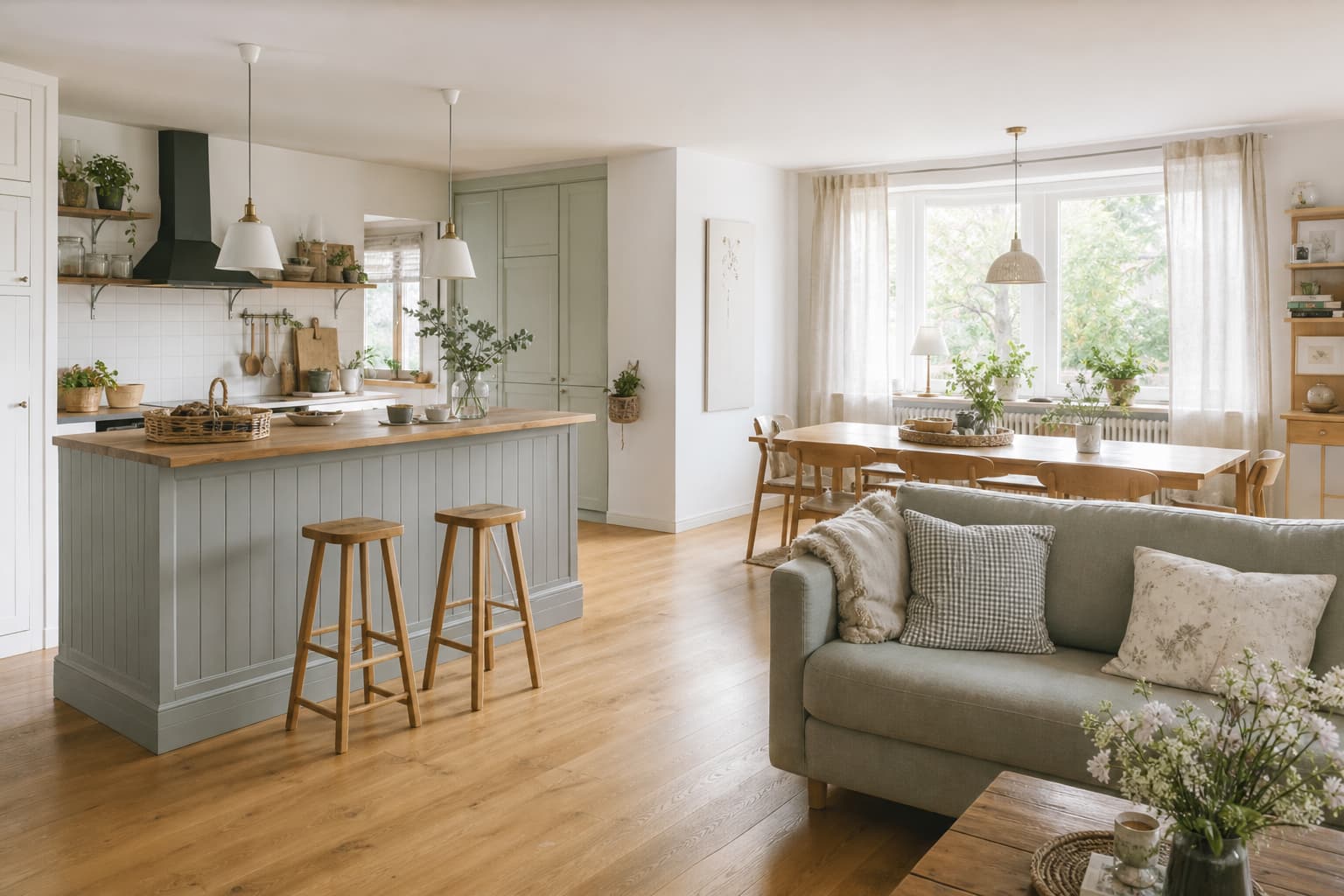 18 Ideen für die Wohnküche mit offenem Wohnzimmer im Landhausstil