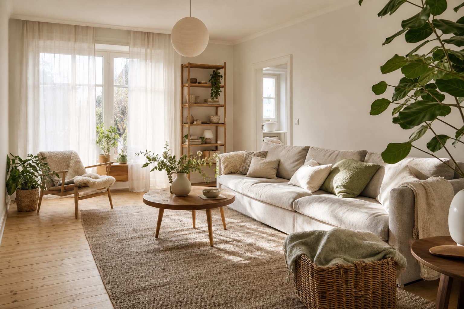 16 Wohnzimmer-Ideen mit gemütlichem Holz und Beige für warmes Wohlfühlambiente