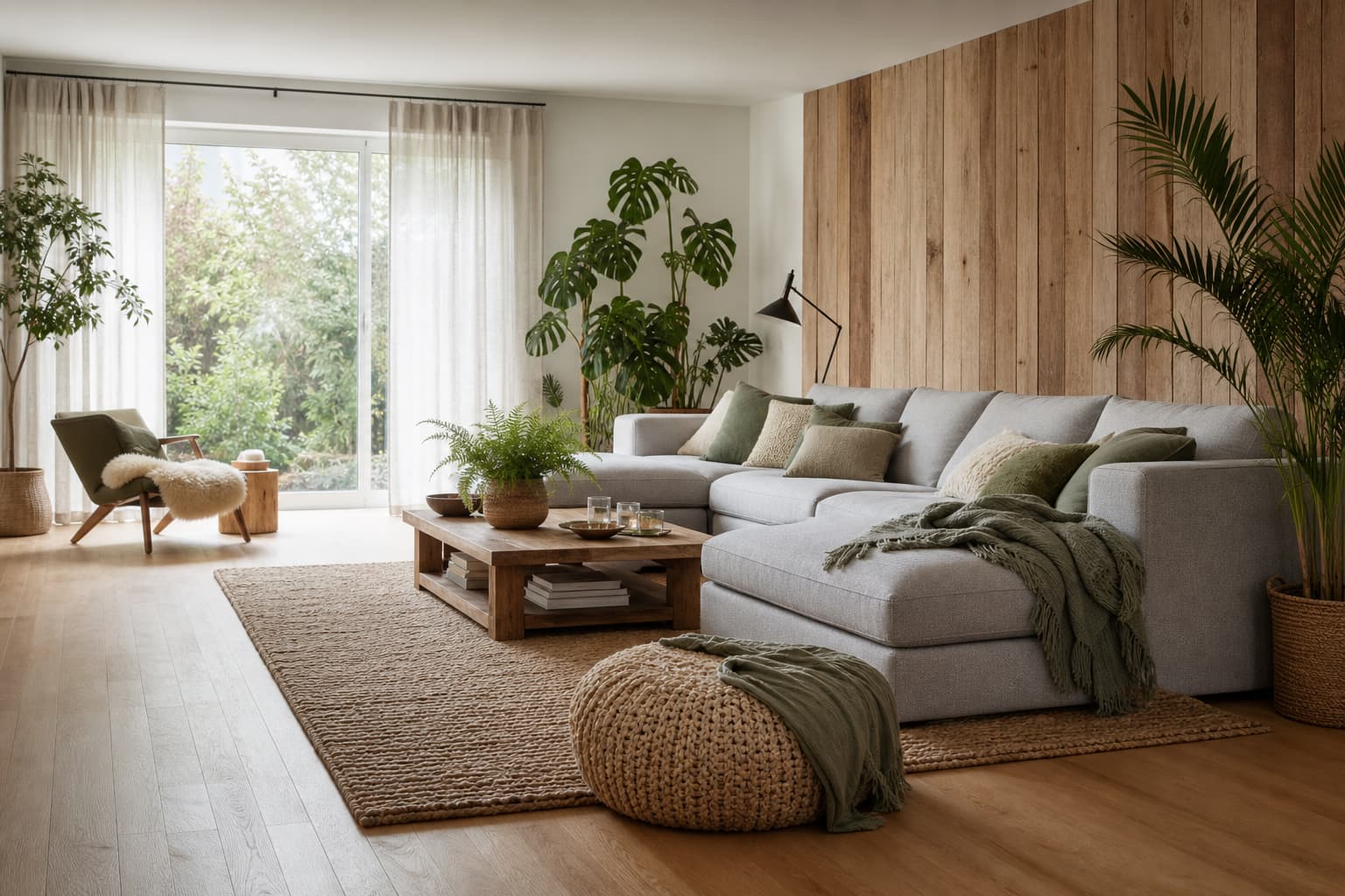 15 Wohnzimmer-Ideen für gemütliches Holz-Design mit Grün