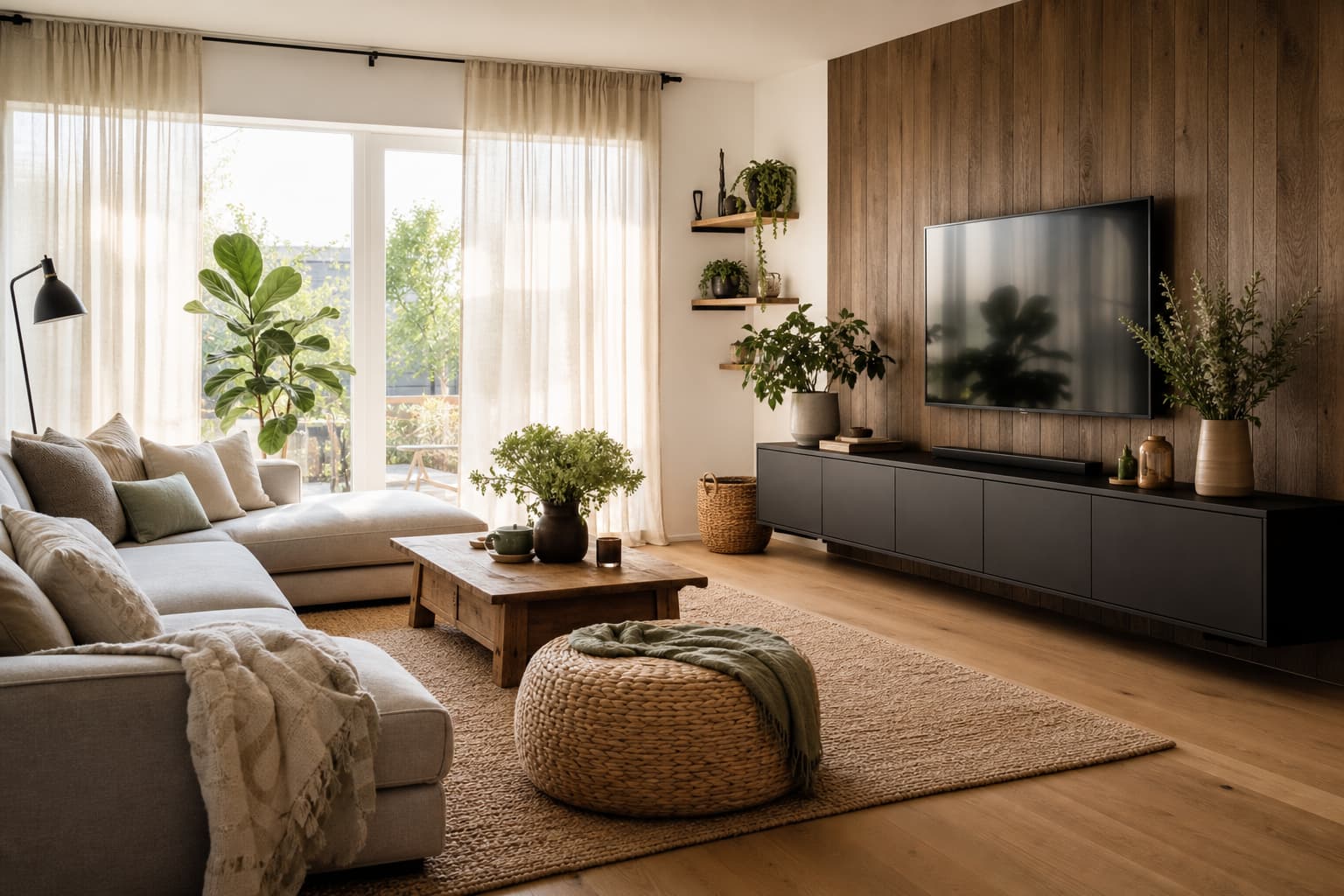 17 Wohnzimmer-Ideen für gemütliche Räume mit Holz und Schwarz
